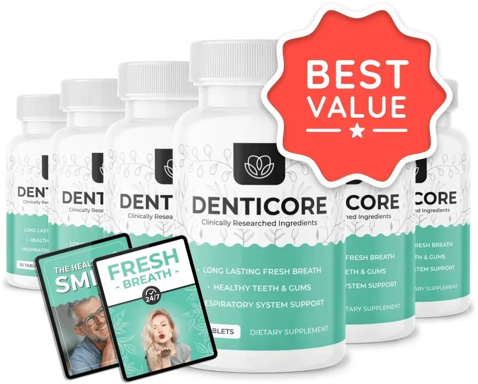 DentiCore 3 Bottles with 2 Digital Books and banner